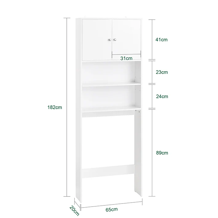 SoBuy | Waschmaschinenüberbau Toilettenregal | Waschmaschinenschrank mit Schrank | Weiß | BZR165-W
