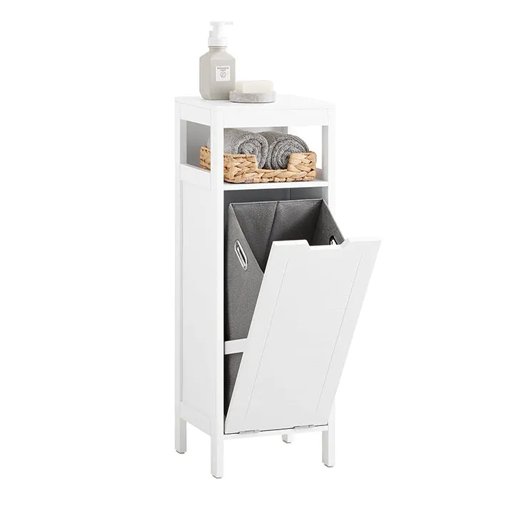SoBuy | Wäscheschrank | mit ausklappbarem Wäschesack | Wäschesammler | Badschrank | Weiß | BZR122-W