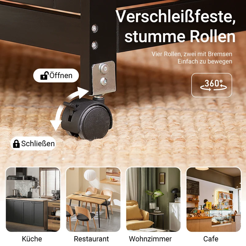 SoBuy Küchenwagen Servierwagen Für Küche, Esszimmer Schwarz 67x84,5x37cm FKW79-SCH