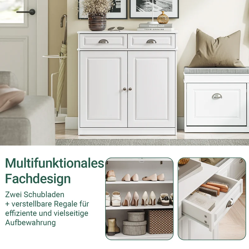 SoBuy | Schuhschrank | Sideboard | Schuhkipper für 12-15 Paare Schuhe | FSB104-W