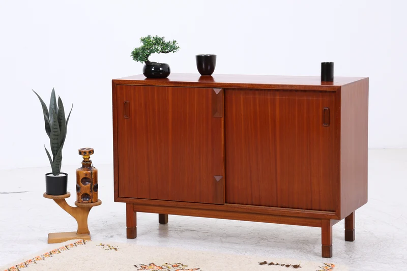 Vintage Mahagoni Kommode | 2 Schiebetüren | Mid Century