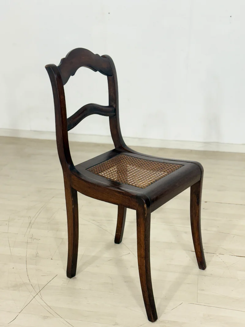 2x Sehr schöne Biedermeier Stühle Esszimmerstühle Wiener Korbgeflochten Stuhl Antik um 1880