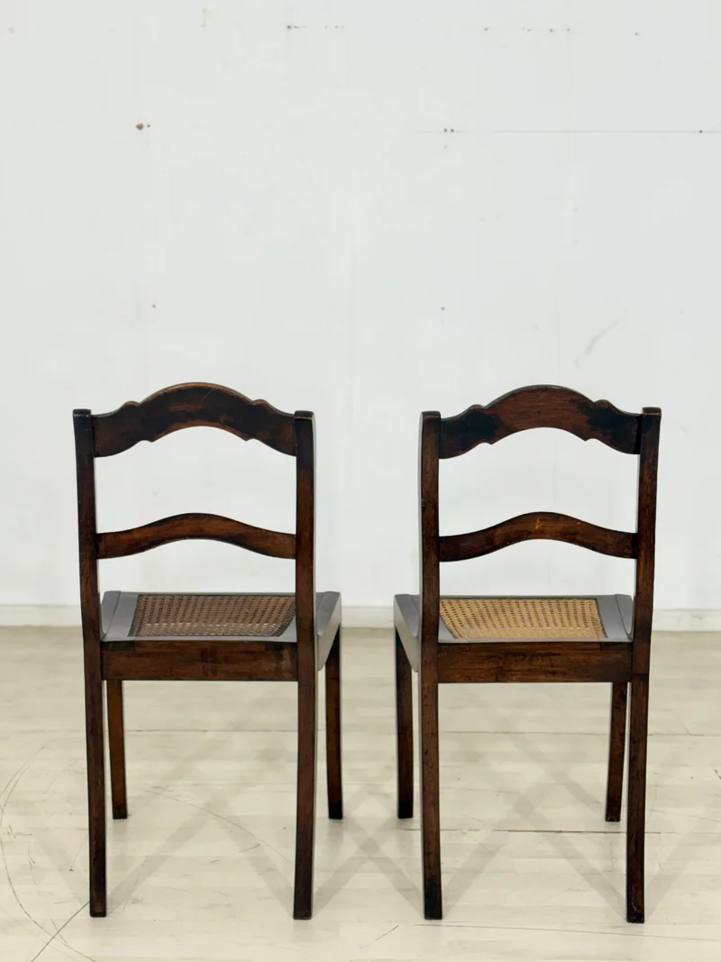 2x Sehr schöne Biedermeier Stühle Esszimmerstühle Wiener Korbgeflochten Stuhl Antik um 1880