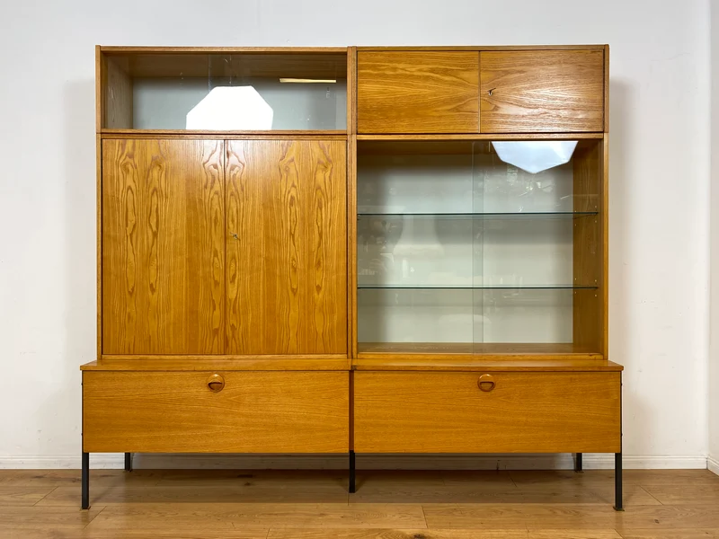 WMK I Stilvolles modulares Designer Regalsystem 430 I Joachim Nebelung I VEB Hellerau I Bücherschrank Highboard Regalwand Stringregal Wohnwand Vitrine Glasvitrine Mid-Century Vintage DDR 60er Retro I