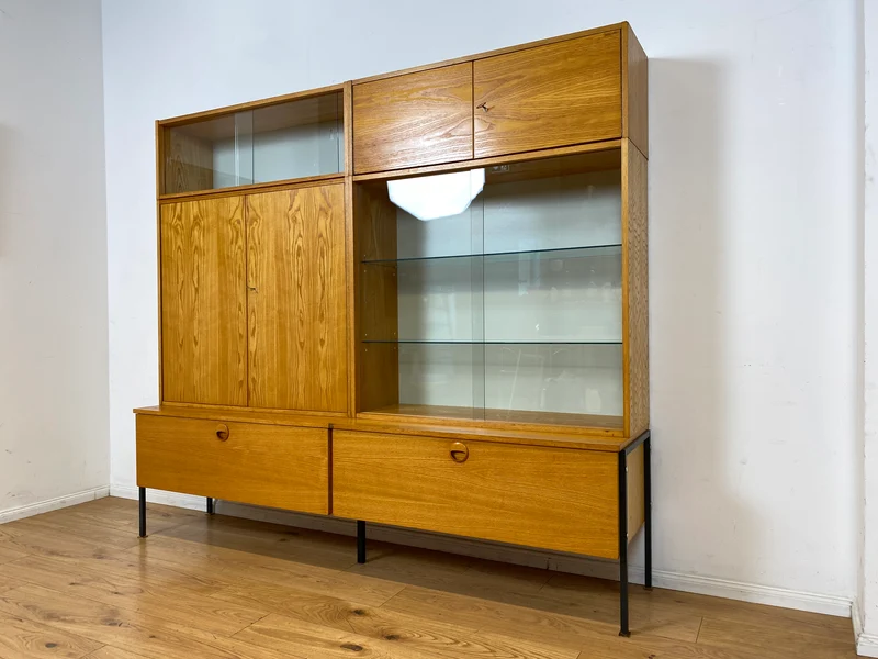 WMK I Stilvolles modulares Designer Regalsystem 430 I Joachim Nebelung I VEB Hellerau I Bücherschrank Highboard Regalwand Stringregal Wohnwand Vitrine Glasvitrine Mid-Century Vintage DDR 60er Retro I