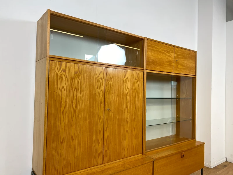 WMK I Stilvolles modulares Designer Regalsystem 430 I Joachim Nebelung I VEB Hellerau I Bücherschrank Highboard Regalwand Stringregal Wohnwand Vitrine Glasvitrine Mid-Century Vintage DDR 60er Retro I