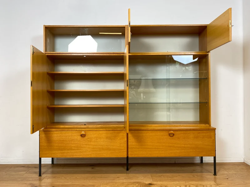 WMK I Stilvolles modulares Designer Regalsystem 430 I Joachim Nebelung I VEB Hellerau I Bücherschrank Highboard Regalwand Stringregal Wohnwand Vitrine Glasvitrine Mid-Century Vintage DDR 60er Retro I