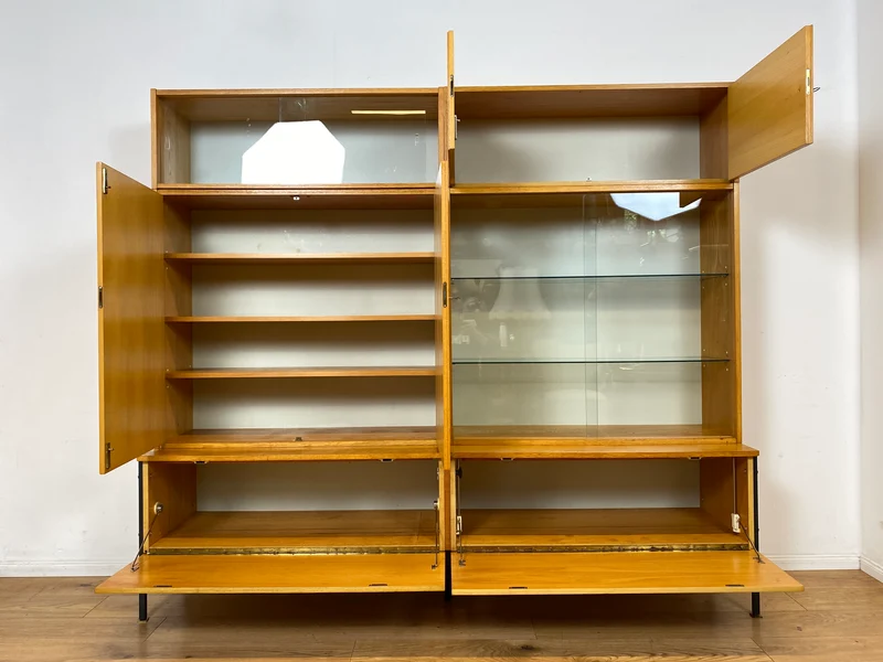WMK I Stilvolles modulares Designer Regalsystem 430 I Joachim Nebelung I VEB Hellerau I Bücherschrank Highboard Regalwand Stringregal Wohnwand Vitrine Glasvitrine Mid-Century Vintage DDR 60er Retro I