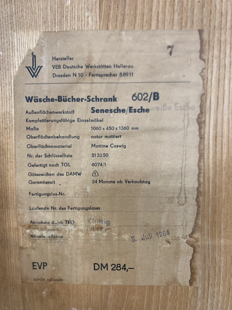 Mid Century Hellerau Wäscheschrank Schrank Wardrobe Vintage