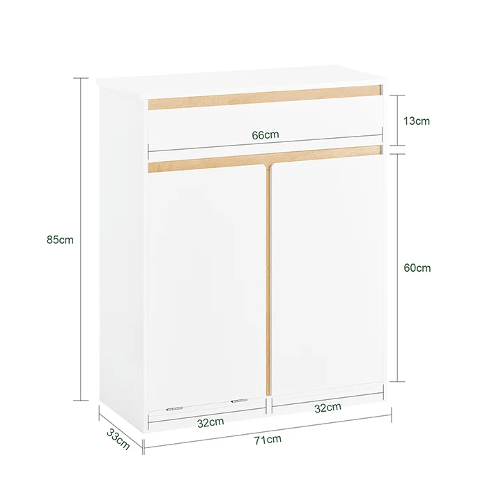 SoBuy | Wäscheschrank mit Wäschesack | Wäschesammler | Badmöbel | Weiß | BZR79-W