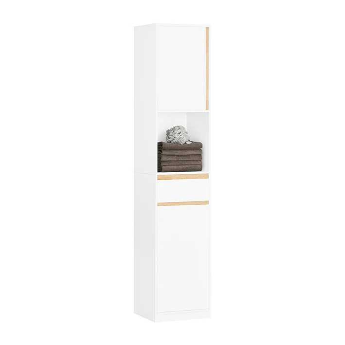 SoBuy | Bad Hochschrank | Badschrank mit 2 Türen | Badregal | Badezimmermöbel | Weiß | BZR80-W