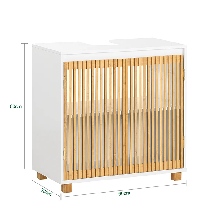 SoBuy | Waschbeckenunterschrank | Badschrank | Waschtisch | Weiß-Natur | BZR125-W