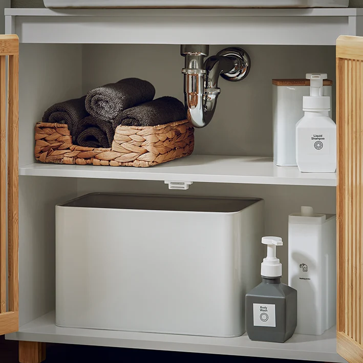 SoBuy | Waschbeckenunterschrank | Badschrank | Waschtisch | Weiß-Natur | BZR125-W