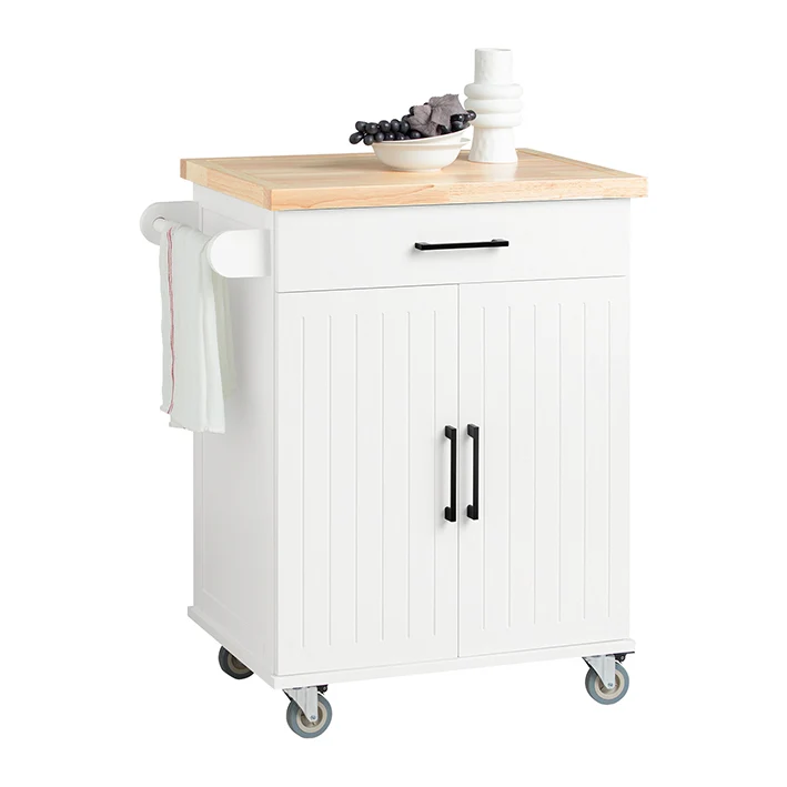 SoBuy | Küchenwagen | Rollwagen | Küchenschrank | Servierwagen | Weiß-Natur | FKW119-WN