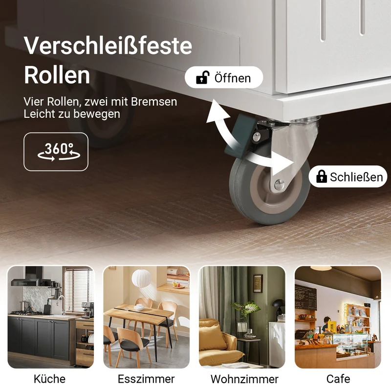 SoBuy | Küchenwagen | Rollwagen | Küchenschrank | Servierwagen | Weiß-Natur | FKW119-WN