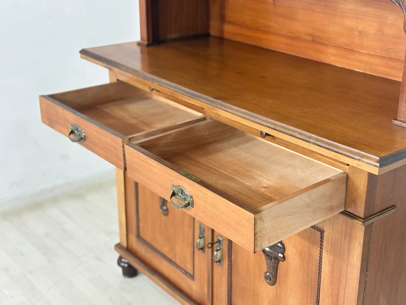 Antik Küchenbuffet um 1900 | Jugendstil Küchenschrank | 2-teilig | Massivholz-Eiche