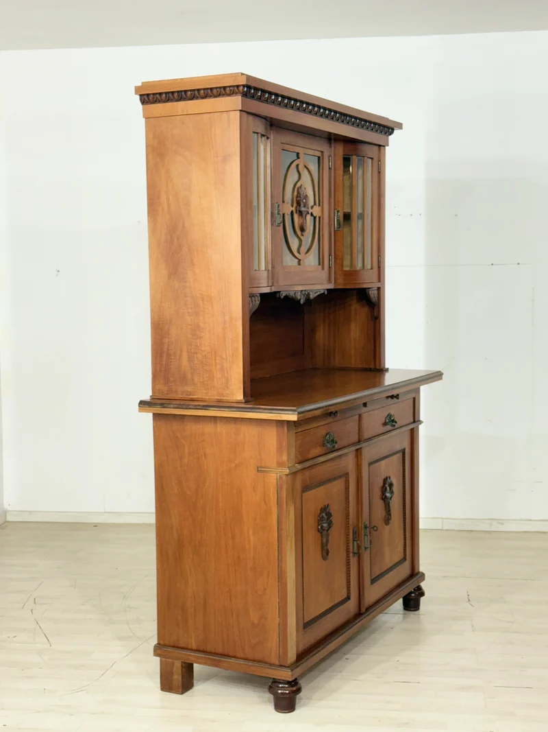 Antik Küchenbuffet um 1900 | Jugendstil Küchenschrank | 2-teilig | Massivholz-Eiche