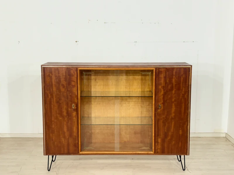 Mid-Century Highboard / Sideboard / Vitrine / Wohnzimmerschrank – 60er Jahre