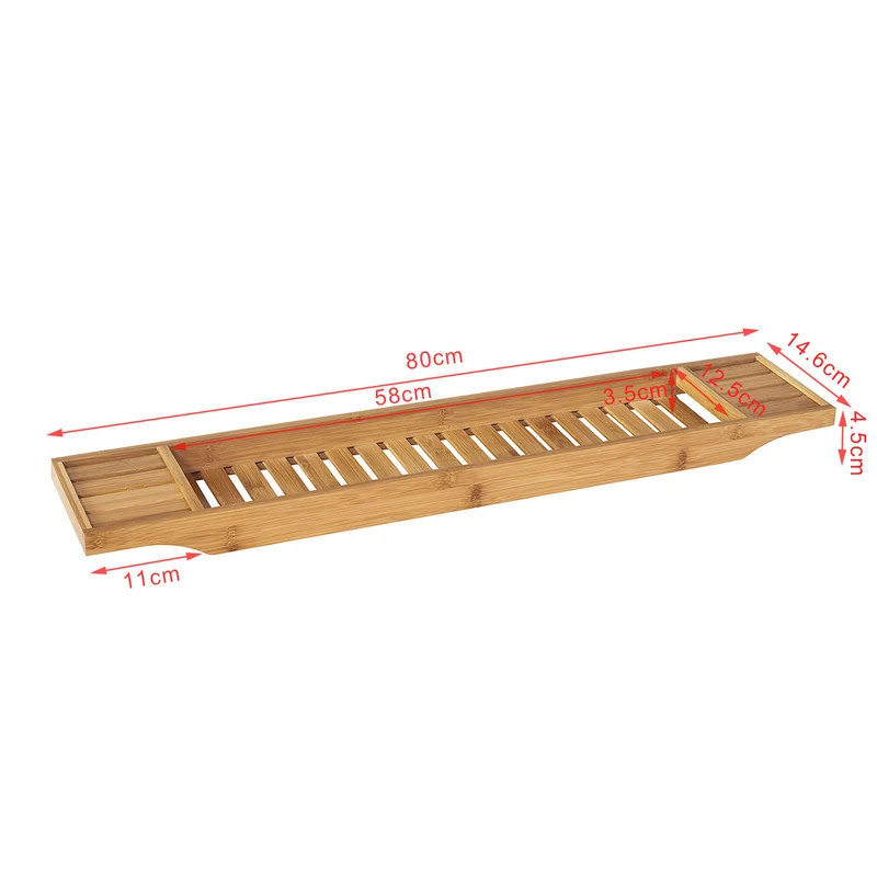 SoBuy | 80cm Lang Badewannenablage | Badewannenbrett Bambus | FRG212-N
