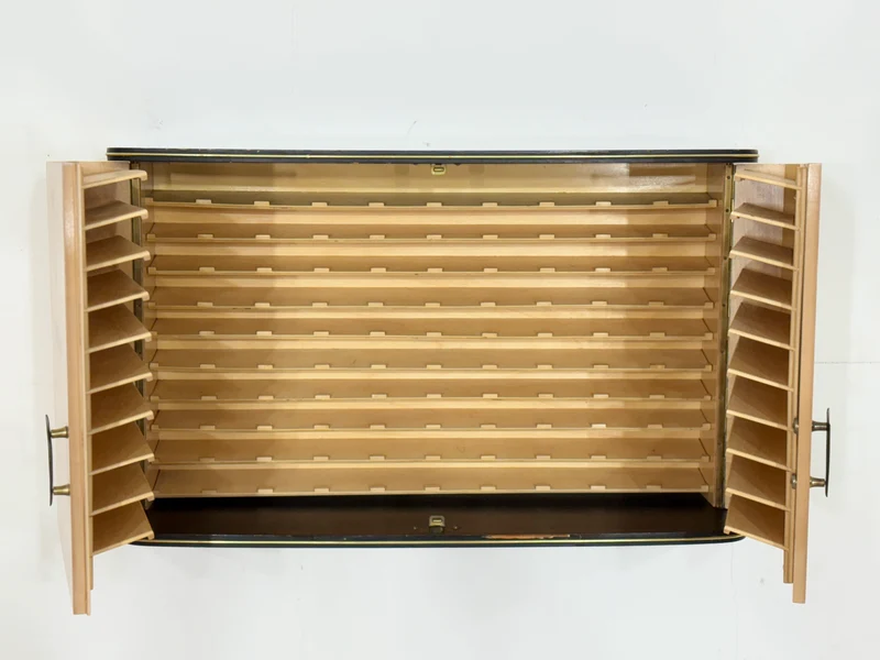 Schöner Vintage Pelikan Hängeschrank Wandschrank Hängevitrine Schrank Mid Century
