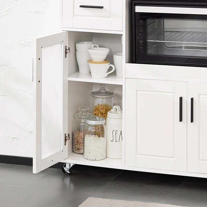 SoBuy | Küchenwagen | Sideboard auf Rollen | Mikrowellenschrank | Weiß | FSB78-W