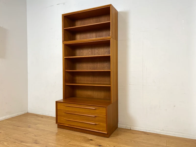 Hochwertiger Vintage Bücherschrank von Strobeck in skandinavischem Still mit Schubladen I Teakholz I Regal Bücherregal Holzregal Danish Design Mid-Century Vintage Teak I