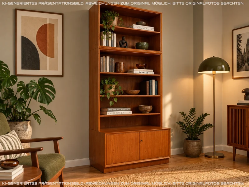 Hochwertiger Vintage Bücherschrank von Strobeck in skandinavischem Stil I Teakholz I Regal Bücherregal Holzregal Kommode Danish Design Mid-Century Vintage Teak 70er I