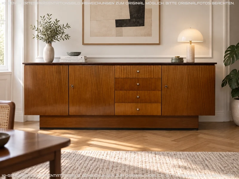 Stilvolles und sehr gut erhaltenes dunkles Vintage Sideboard mit Schubladen I Schrank Anrichte Lowboard Wäschekommode Fernsehkommode TV Board Mid-Century Retro 60er 70er I