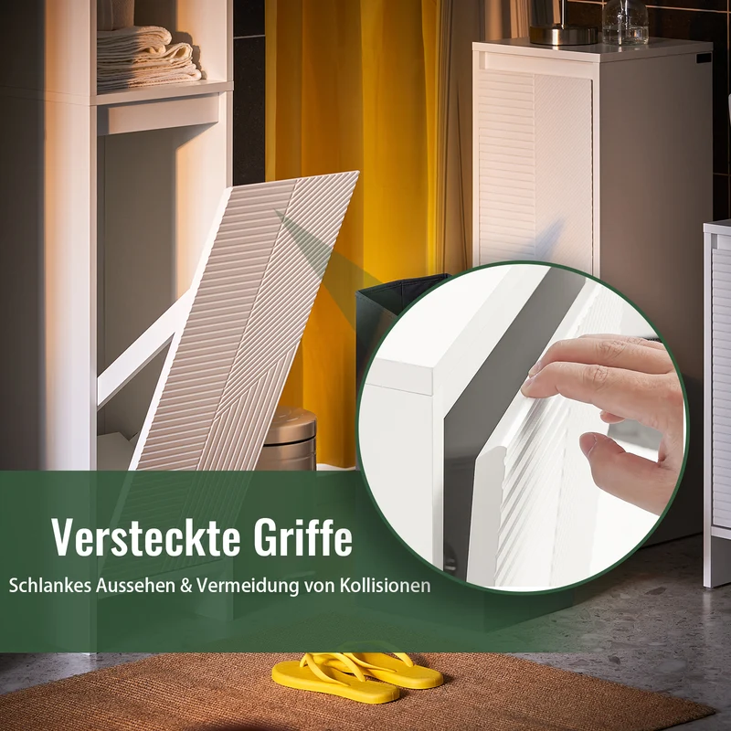 SoBuy | Hochschrank mit Wäschesack | Badschrank | Wäscheschrank | Badregal Weiß | BZR158-W