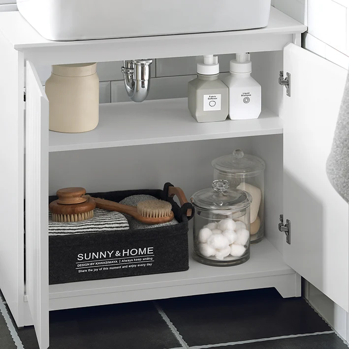 SoBuy | Waschbeckenunterschrank | Badezimmerschrank | Waschtisch | Weiß | BZR108-W