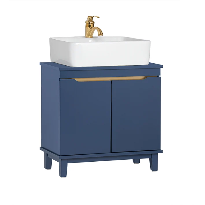 SoBuy | Waschbeckenunterschrank | Badschrank | Waschtisch | Blau | BZR113-B