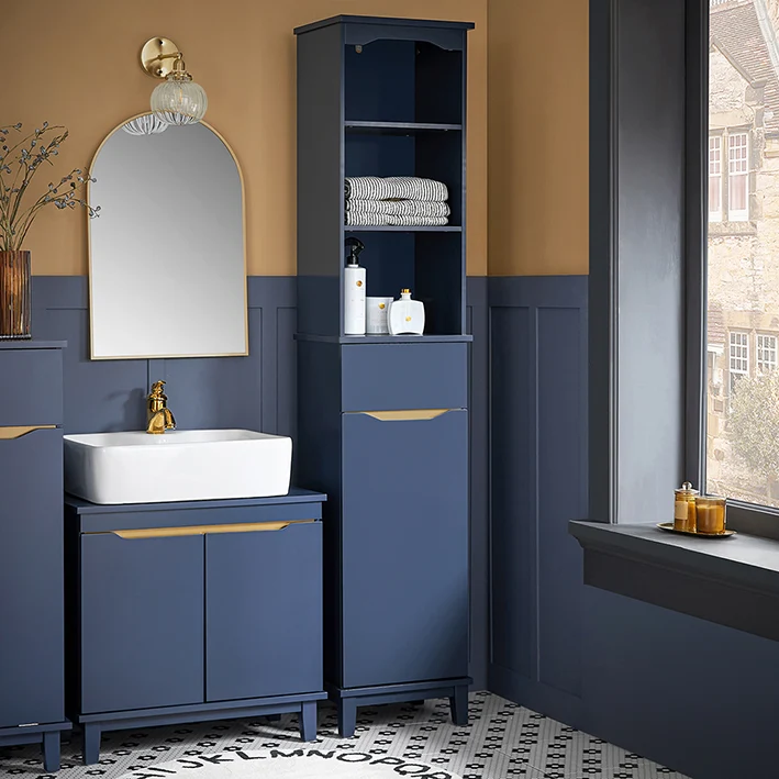 SoBuy | Hochschrank | Badschrank | Badregal | Blau | BZR112-B