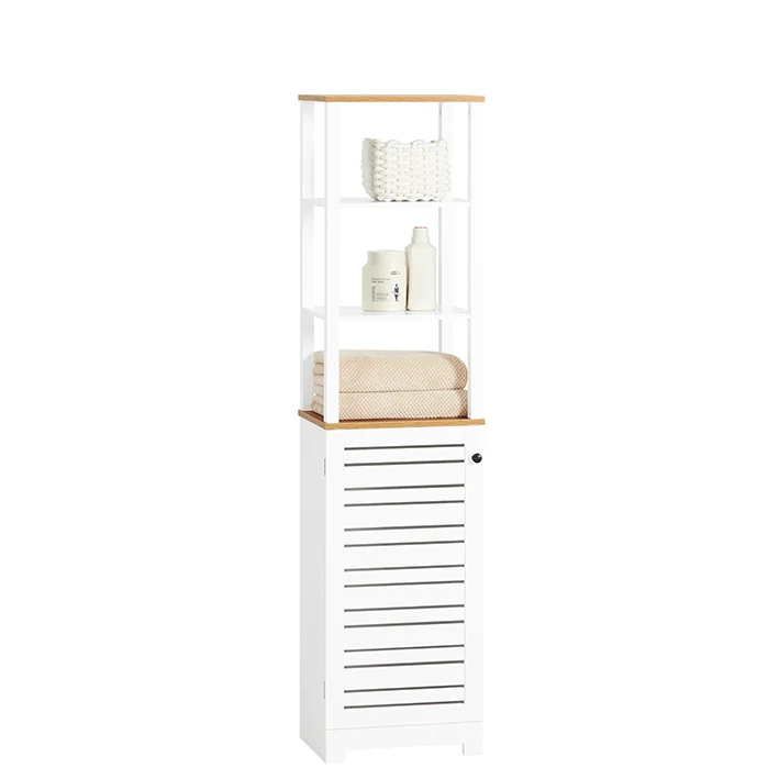 SoBuy | Bad Hochschrank | Badschrank Weiß | Badezimmermöbel | BZR43-W