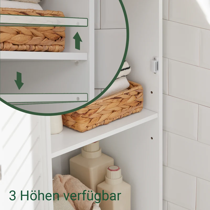 SoBuy | Bad Hochschrank | Badschrank Weiß | Badezimmermöbel | BZR43-W