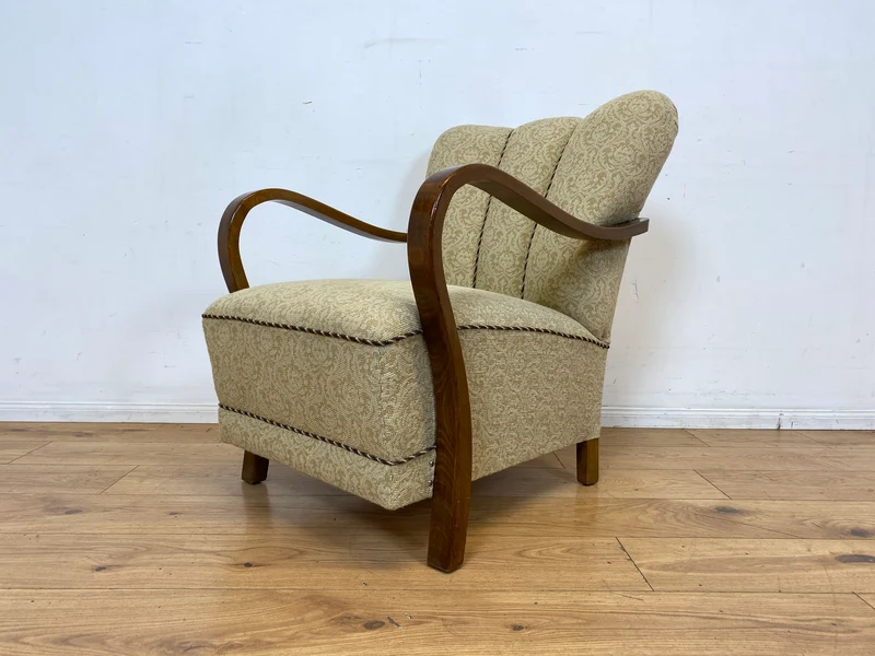 Stilvoller & sehr gut erhaltener 30er Jahre Art Deco Sessel mit hellem floralem Bezug & gemütlichem Federkern I Salonsessel Lesesessel Armchair Stuhl Vintage Antik I