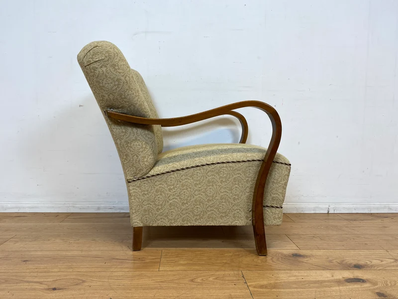 Stilvoller & sehr gut erhaltener 30er Jahre Art Deco Sessel mit hellem floralem Bezug & gemütlichem Federkern I Salonsessel Lesesessel Armchair Stuhl Vintage Antik I