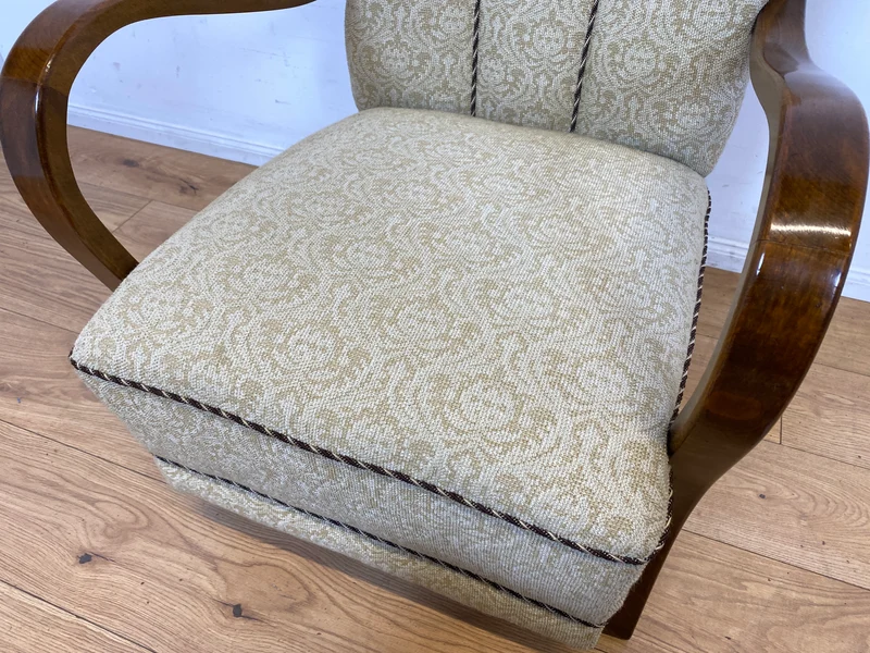 Stilvoller & sehr gut erhaltener 30er Jahre Art Deco Sessel mit hellem floralem Bezug & gemütlichem Federkern I Salonsessel Lesesessel Armchair Stuhl Vintage Antik I