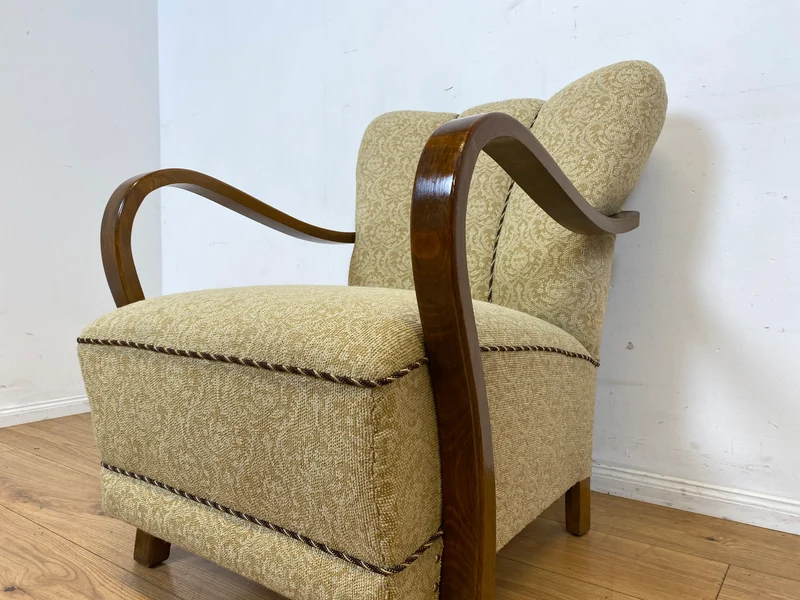 Stilvoller & sehr gut erhaltener 30er Jahre Art Deco Sessel mit hellem floralem Bezug & gemütlichem Federkern I Salonsessel Lesesessel Armchair Stuhl Vintage Antik I