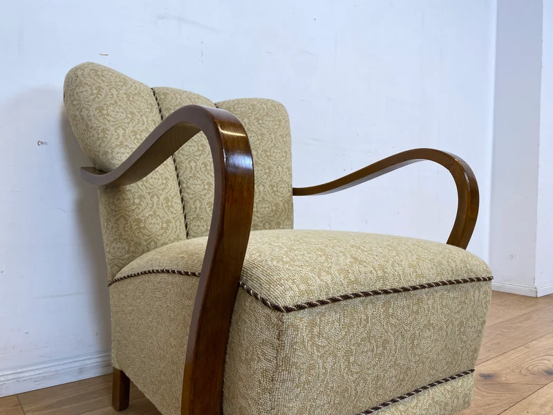 Stilvoller & sehr gut erhaltener 30er Jahre Art Deco Sessel mit hellem floralem Bezug & gemütlichem Federkern I Salonsessel Lesesessel Armchair Stuhl Vintage Antik I