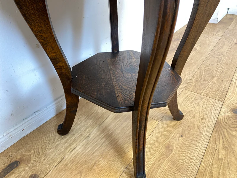 Sehr schöner runder handverzierter antiker Beistelltischtisch mit Marmor Platte und Ablage I Tisch Beistelltisch Rauchertisch Couchtisch Marmortisch Jugendstil Barock Vintage I