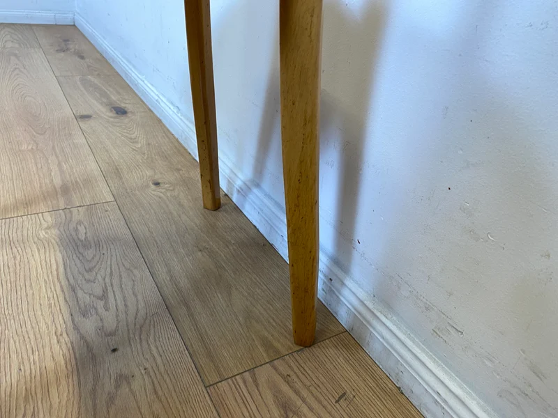 Formschöner und stabiler heller Mid-Century Sprossenstuhl aus Buchenholz mit rotem Kunstleder Sitz I Stuhl Holzstuhl Esszimmerstuhl Küchenstuhl 50er 60er Vintage I (Kopie)