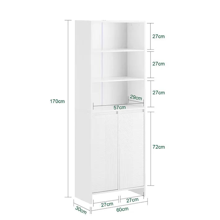 SoBuy | Badschrank mit 2 Wäschesäcken | Hochschrank | Wäscheschrank | Weiß | BZR155-W