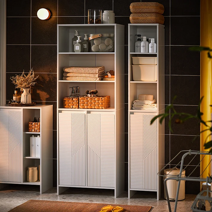 SoBuy | Badschrank mit 2 Wäschesäcken | Hochschrank | Wäscheschrank | Weiß | BZR155-W