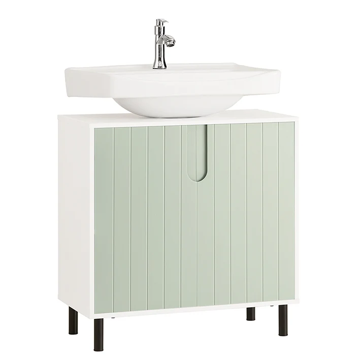SoBuy | Waschbeckenunterschrank | Badezimmerschrank | Waschtisch | Weiß-Grün | BZR139-GR