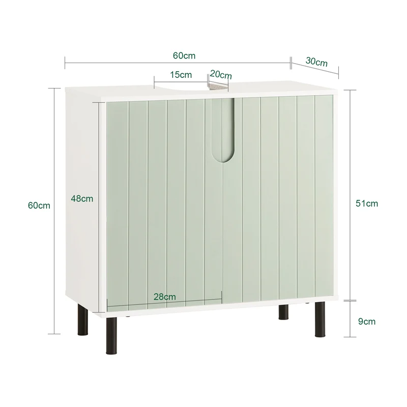 SoBuy | Waschbeckenunterschrank | Badezimmerschrank | Waschtisch | Weiß-Grün | BZR139-GR