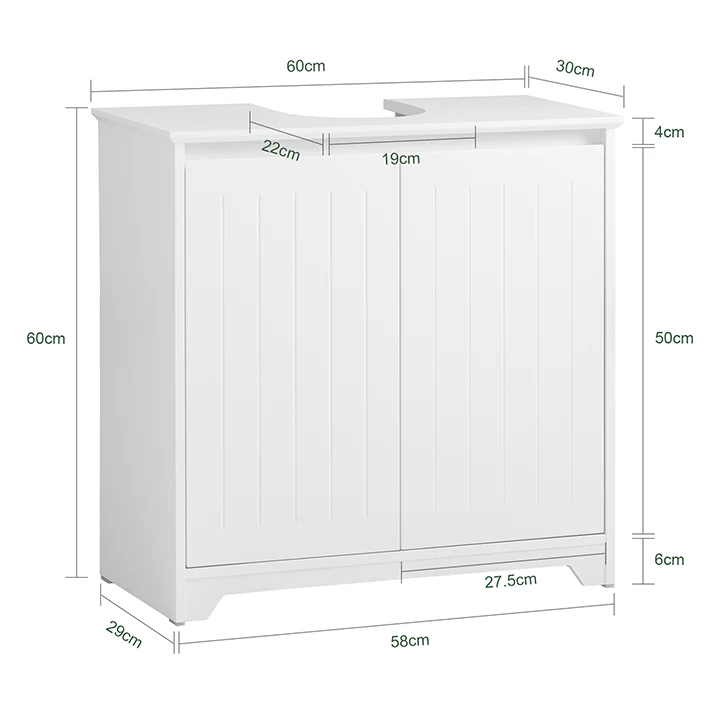 SoBuy | Waschbeckenunterschrank | Badezimmerschrank | Waschtisch | Weiß | BZR108-II-W