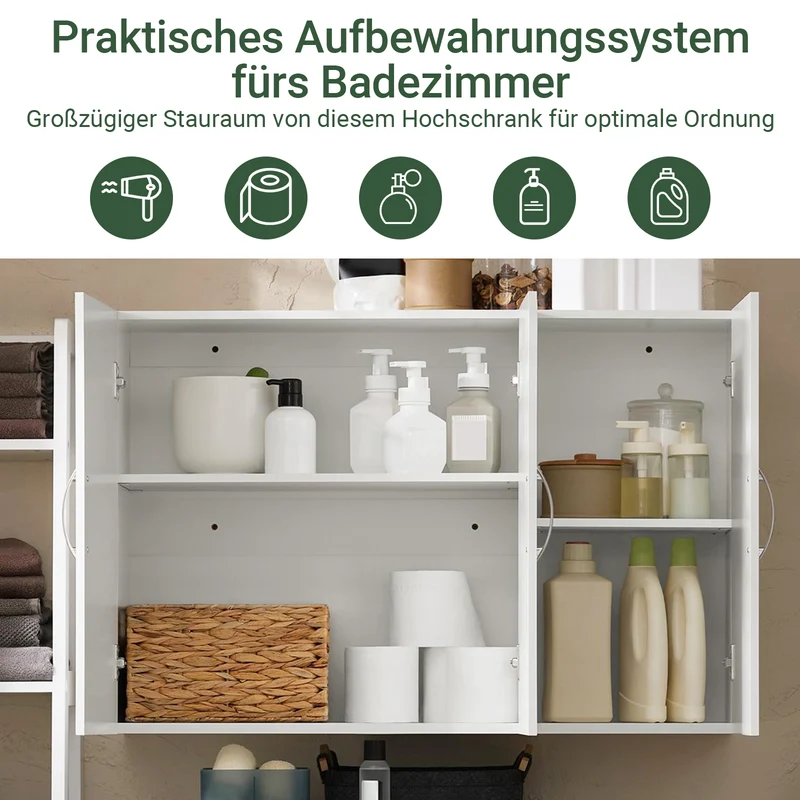 Vorverkauf | SoBuy | Hängeschrank mit 2 Türen | Badschrank | Wandschrank | Weiß | FRG231-L-W