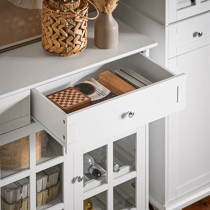 SoBuy | Küchenschrank mit Glastür | Vitrinen & Vitrinenschränke | Sideboard Kommode | Weiß | FSB77-W