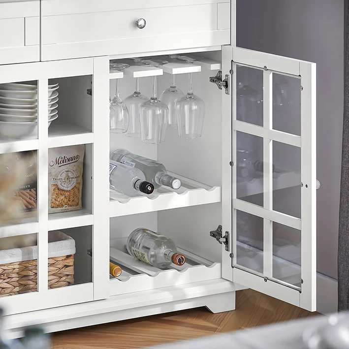 SoBuy | Küchenschrank mit Glastür | Vitrinen & Vitrinenschränke | Sideboard Kommode | Weiß | FSB77-W