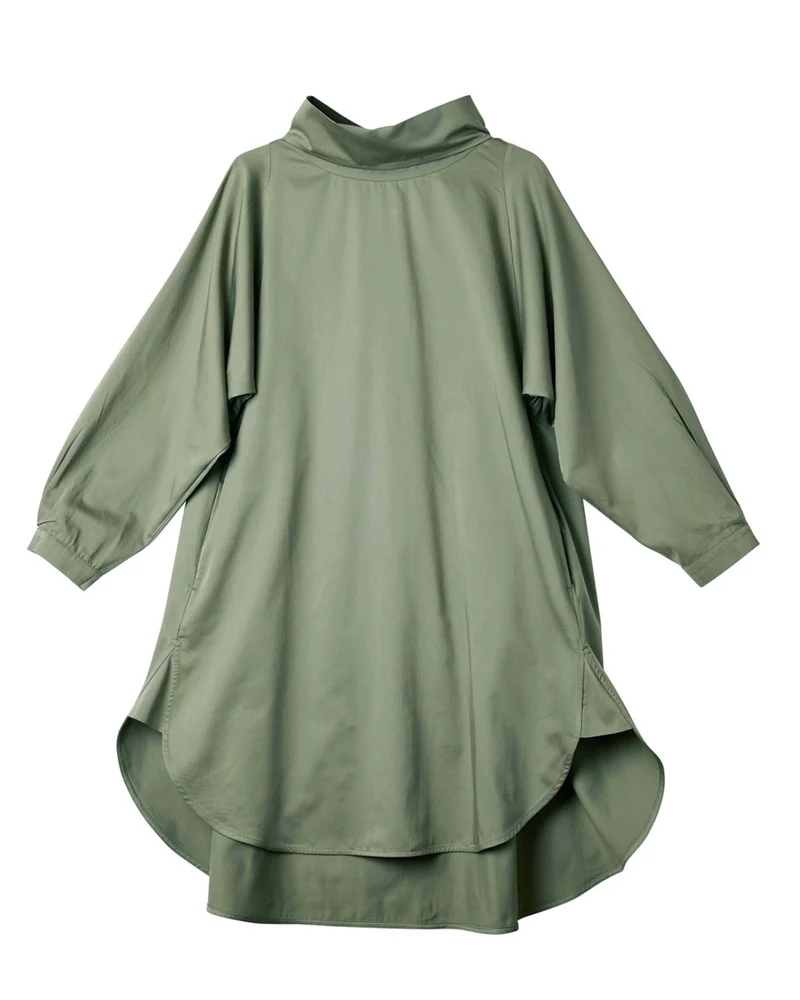Robe taille unique, col montant, 100 % coton biologique